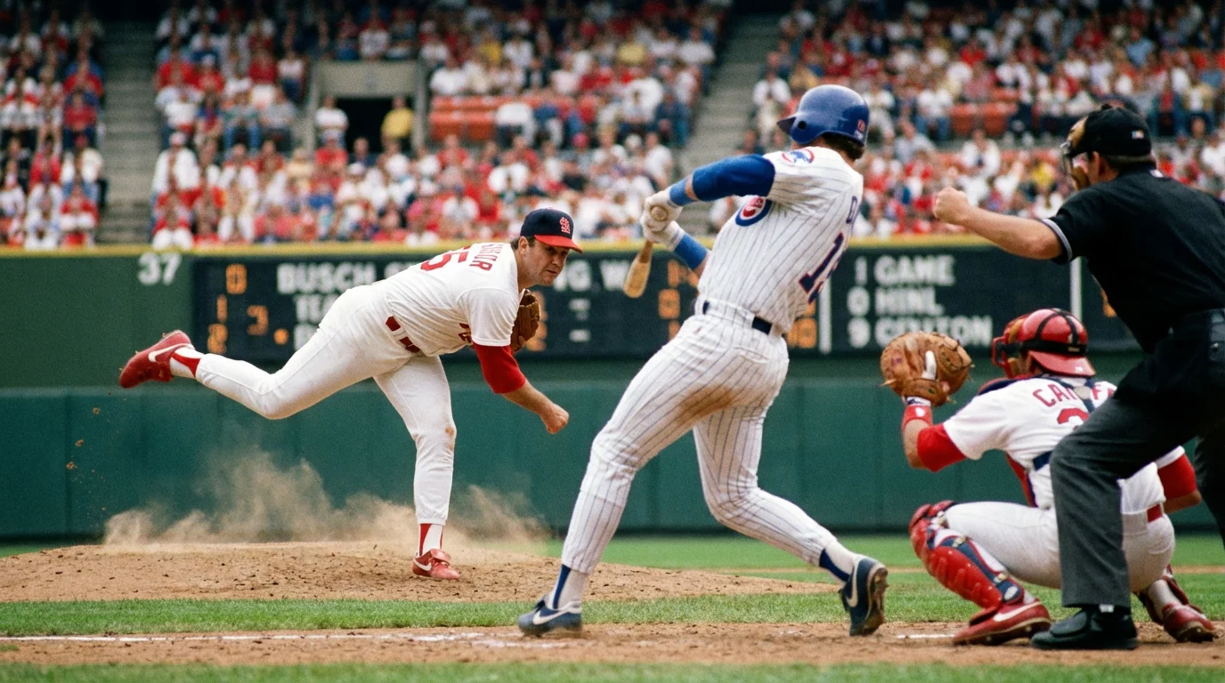 Baseball-Pitcher wirft einen Strikeout in einem MLB-Spiel