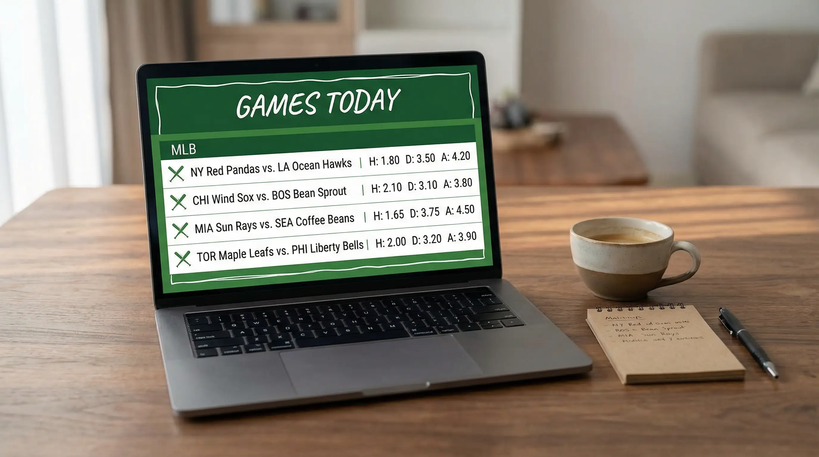 Sportwetten-Bildschirm mit Moneyline- und Run-Line-Quoten für ein MLB-Baseballspiel