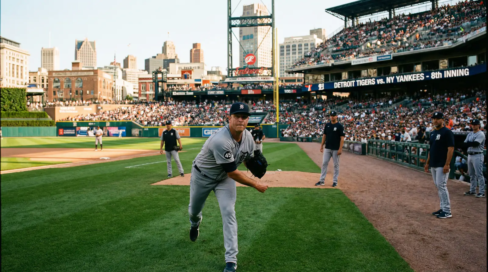 Baseball-Reliever wirft im Bullpen-Bereich eines MLB-Stadions