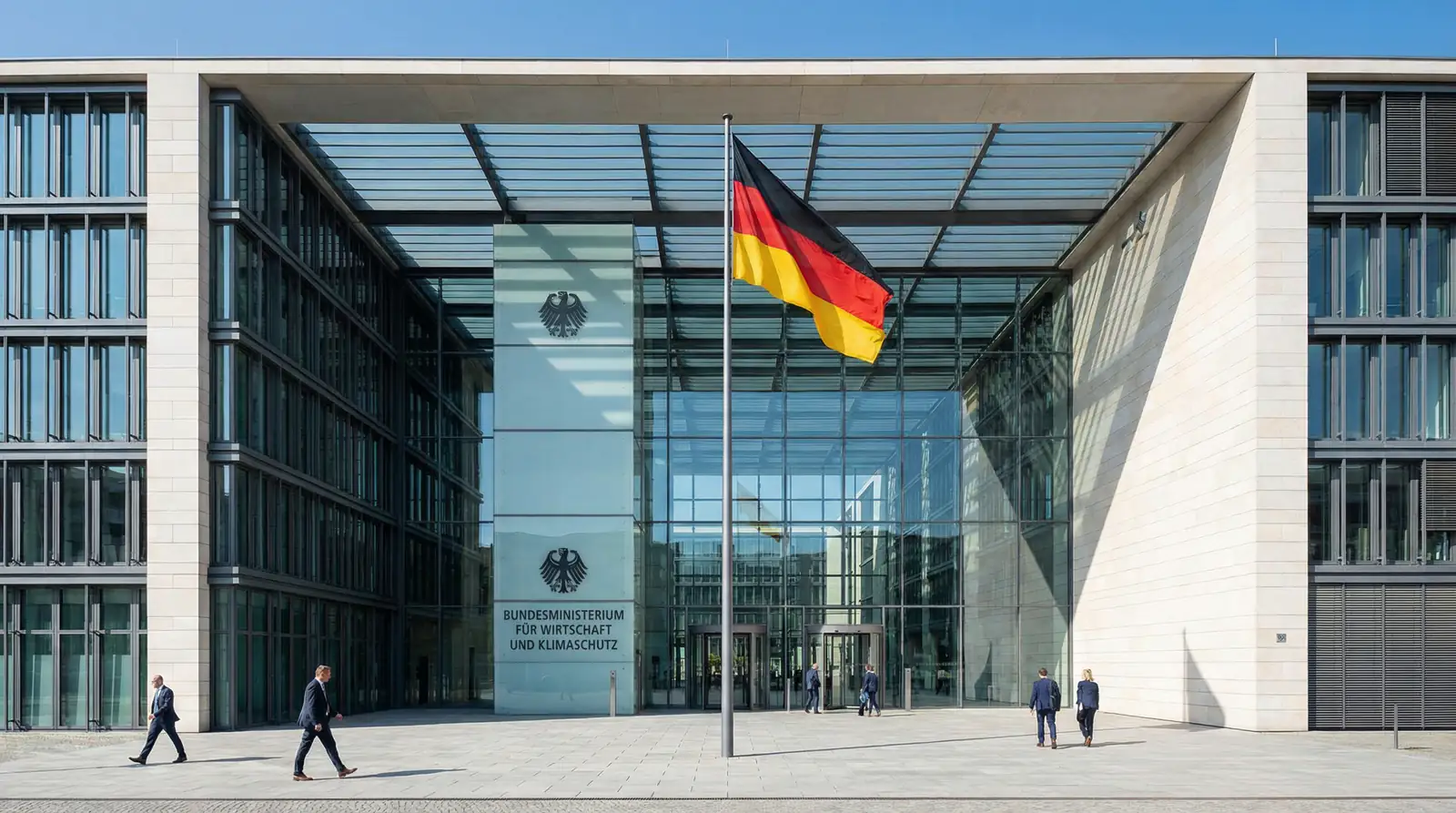 Deutsches Behördengebäude mit Flagge als Symbol für Glücksspielregulierung